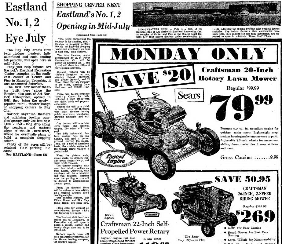 Eastland Twin Theatres - May 6 1971 (newer photo)